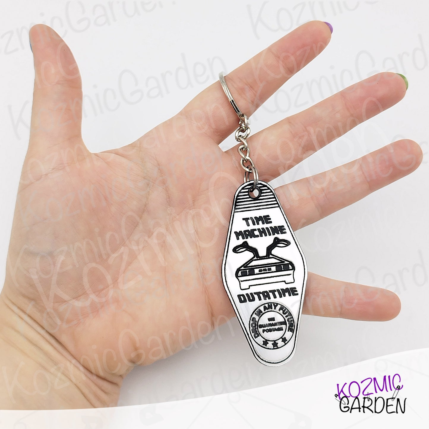 Back to the Future DeLorean Keychain – “Time Machine” OUTATIME – 80's Movie Accessory