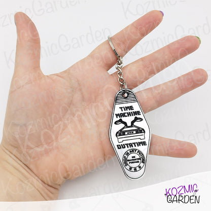 Back to the Future DeLorean Keychain – “Time Machine” OUTATIME – 80's Movie Accessory