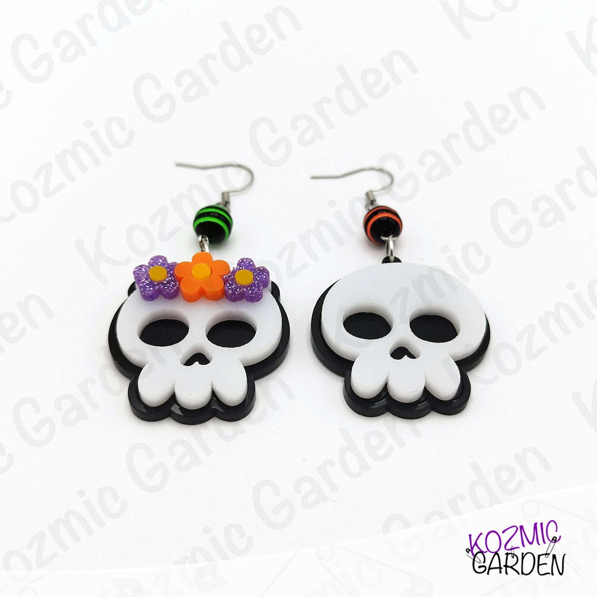 Day of the Dead Inspired Skull Couple Earrings