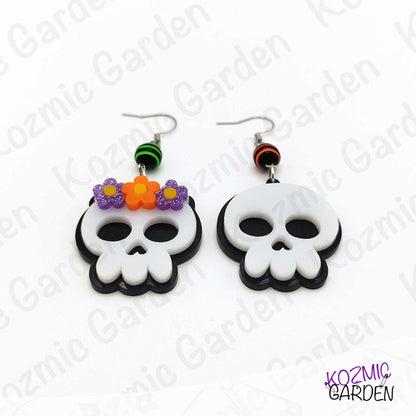 Day of the Dead Inspired Skull Couple Earrings