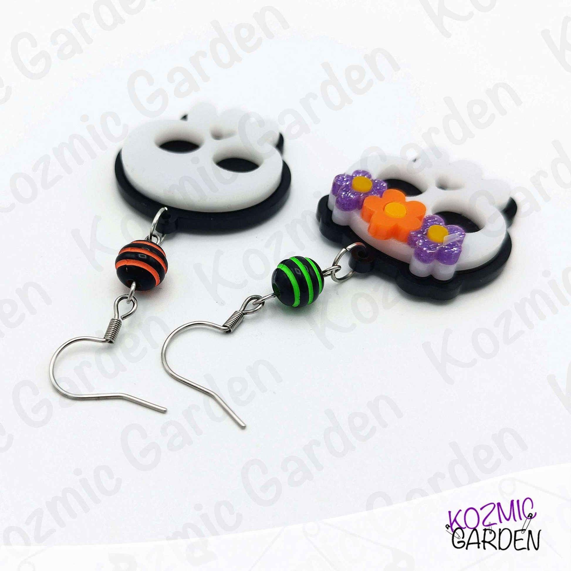 Day of the Dead Inspired Skull Couple Earrings