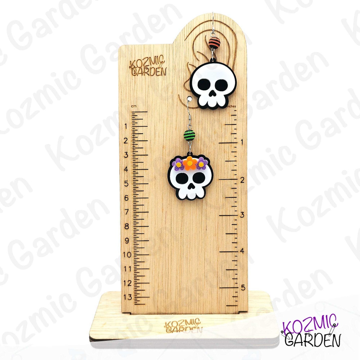 Day of the Dead Inspired Skull Couple Earrings