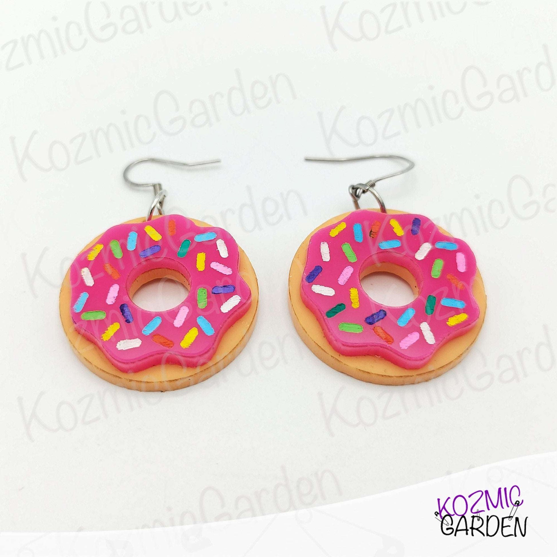 Pink Donut Earrings with Sprinkles – Mmm… donuts!