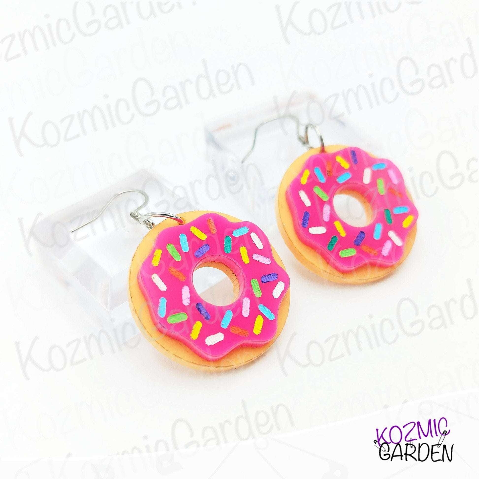 Pink Donut Earrings with Sprinkles – Mmm… donuts!