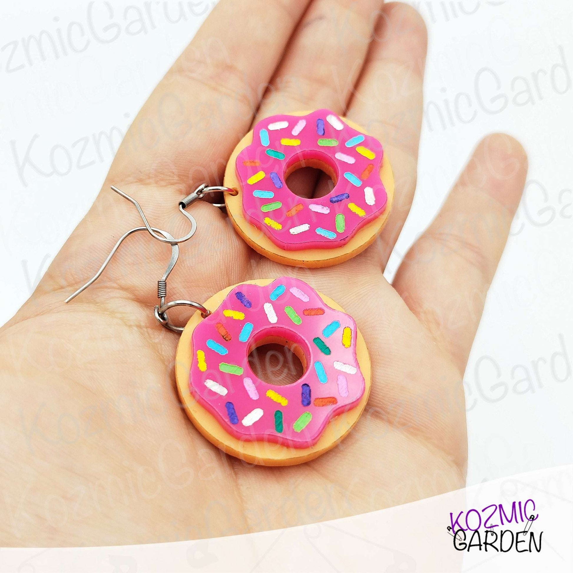 Pink Donut Earrings with Sprinkles – Mmm… donuts!