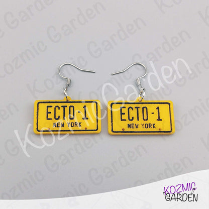 Ghostbusters ECTO-1 License Plate Earrings — Ghost Charm Acrylic Earrings