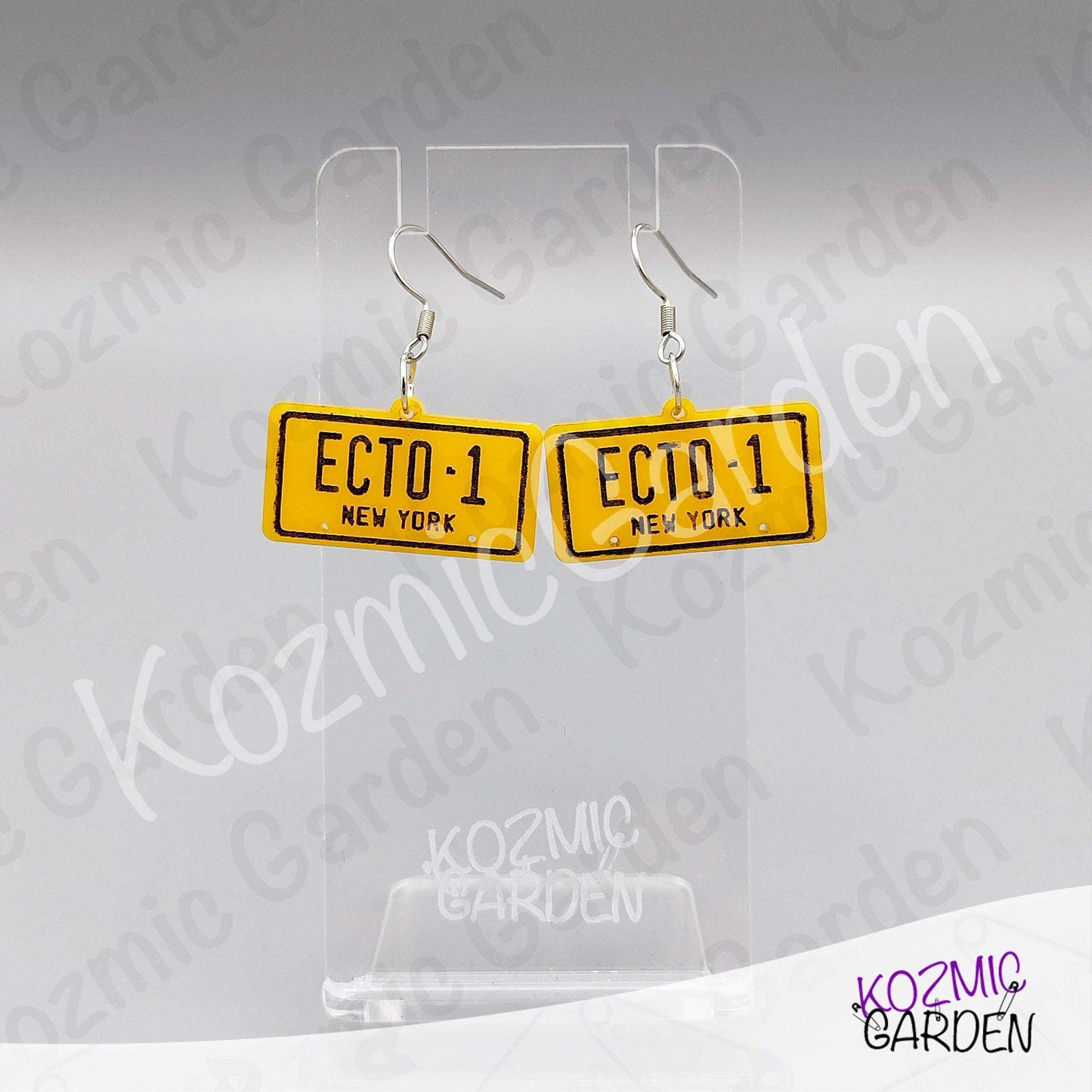 Ghostbusters ECTO-1 License Plate Earrings — Ghost Charm Acrylic Earrings