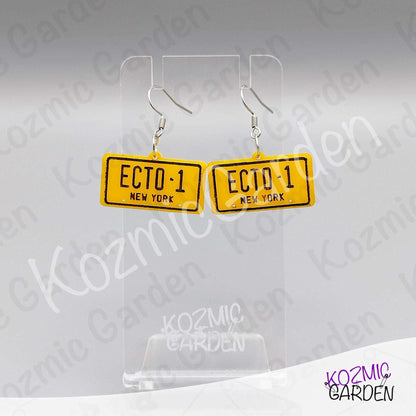 Ghostbusters ECTO-1 License Plate Earrings — Ghost Charm Acrylic Earrings