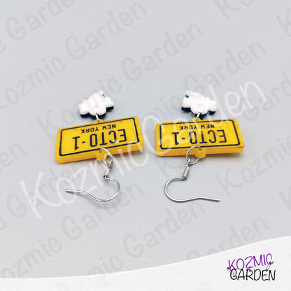 Ghostbusters ECTO-1 License Plate Earrings — Ghost Charm Acrylic Earrings
