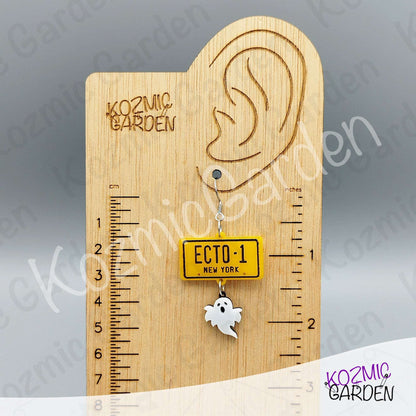 Ghostbusters ECTO-1 License Plate Earrings — Ghost Charm Acrylic Earrings