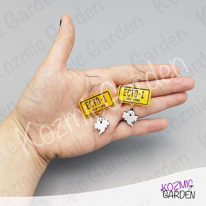 Ghostbusters ECTO-1 License Plate Earrings — Ghost Charm Acrylic Earrings