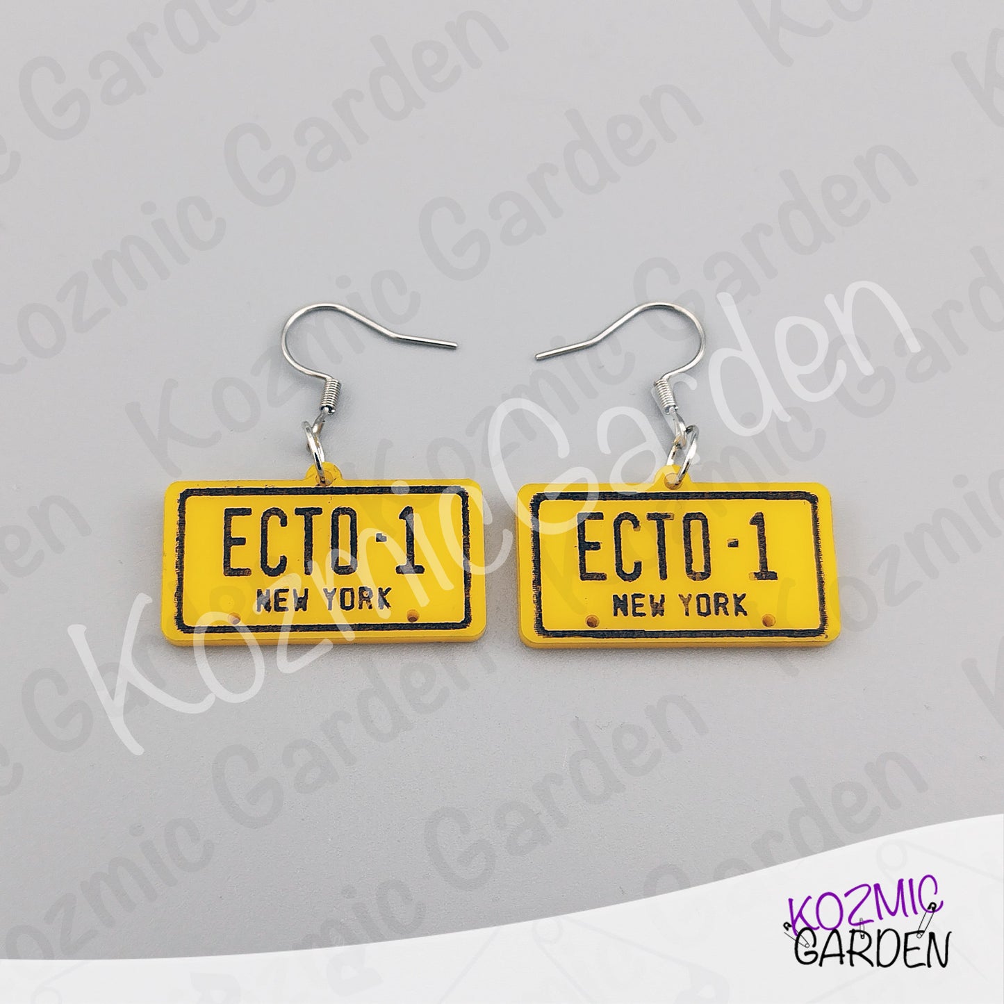 Ghostbusters ECTO-1 License Plate Earrings — Ghost Charm Acrylic Earrings