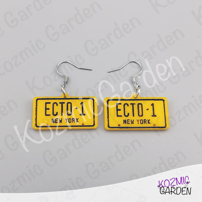Ghostbusters ECTO-1 License Plate Earrings — Ghost Charm Acrylic Earrings
