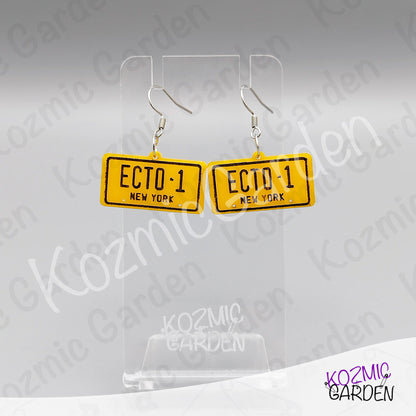 Ghostbusters ECTO-1 License Plate Earrings — Ghost Charm Acrylic Earrings