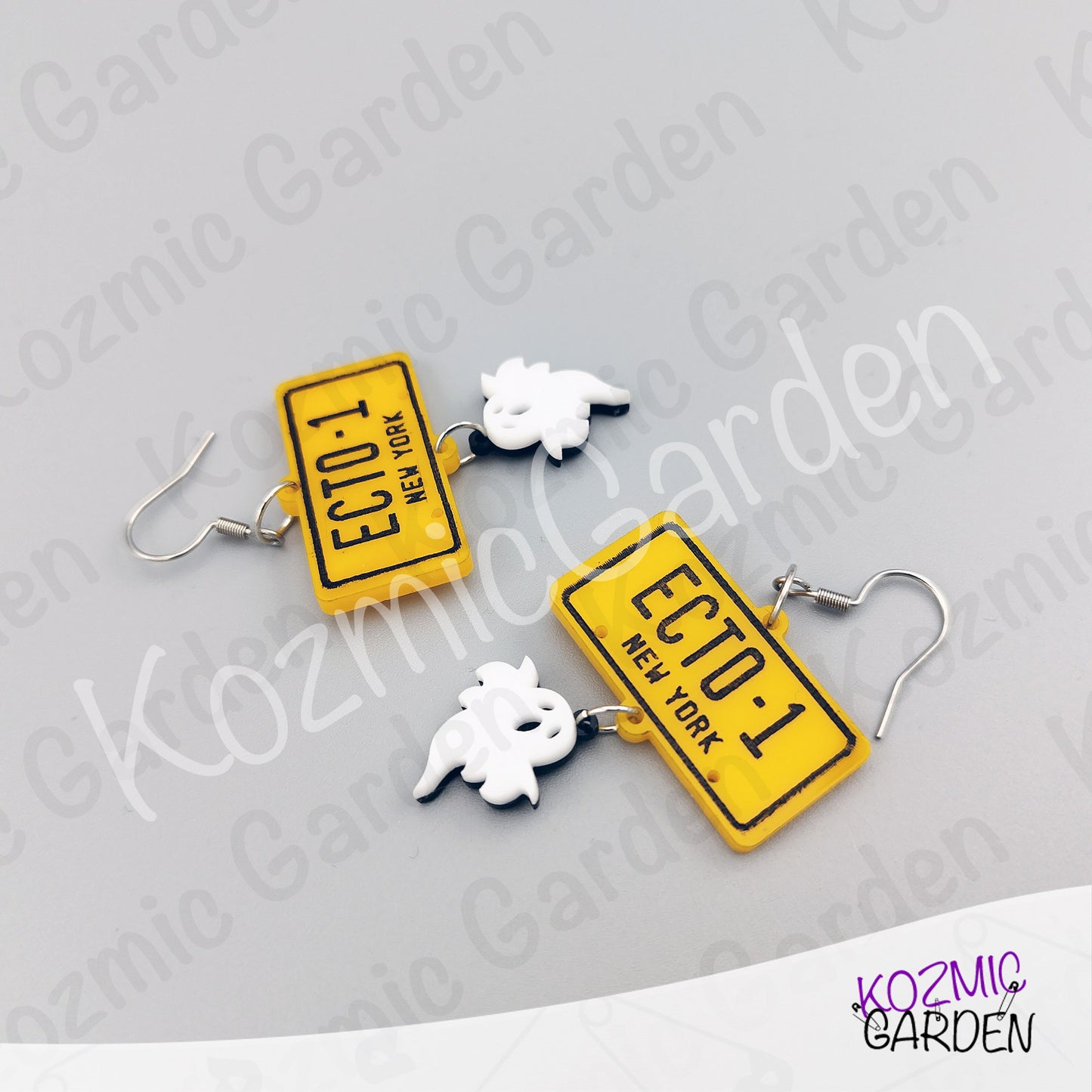 Ghostbusters ECTO-1 License Plate Earrings — Ghost Charm Acrylic Earrings