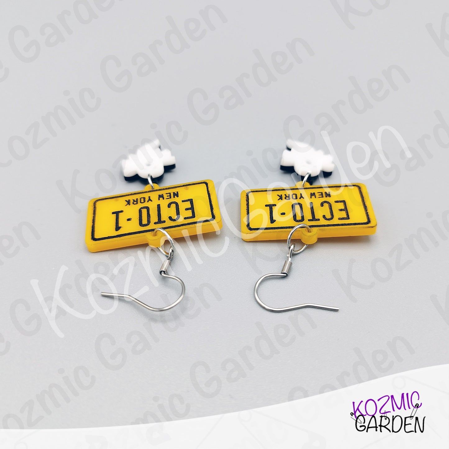 Ghostbusters ECTO-1 License Plate Earrings — Ghost Charm Acrylic Earrings