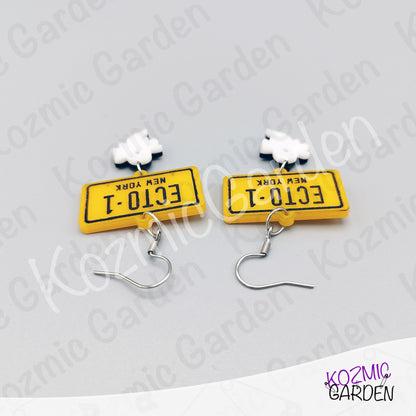 Ghostbusters ECTO-1 License Plate Earrings — Ghost Charm Acrylic Earrings