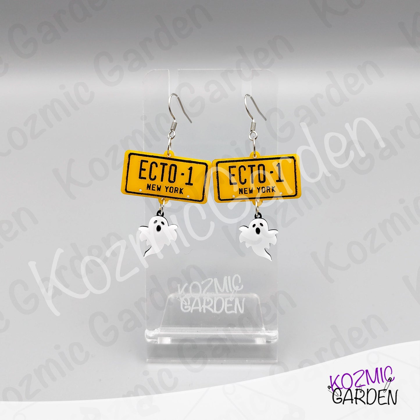 Ghostbusters ECTO-1 License Plate Earrings — Ghost Charm Acrylic Earrings