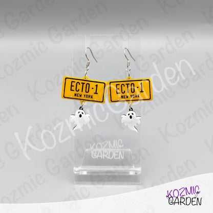 Ghostbusters ECTO-1 License Plate Earrings — Ghost Charm Acrylic Earrings