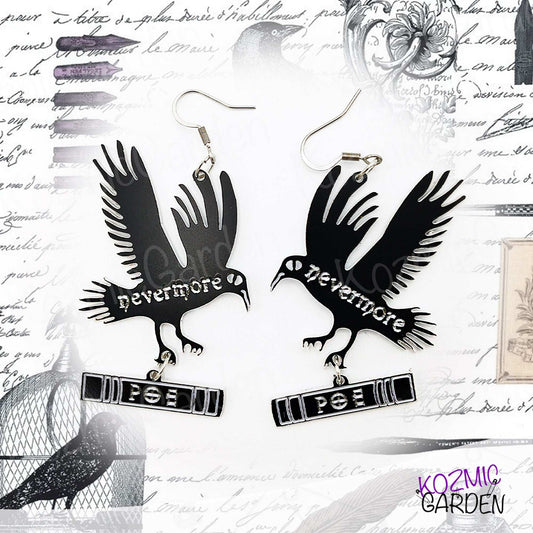 Poe's Nevermore Raven Earrings | Wear the poetry!