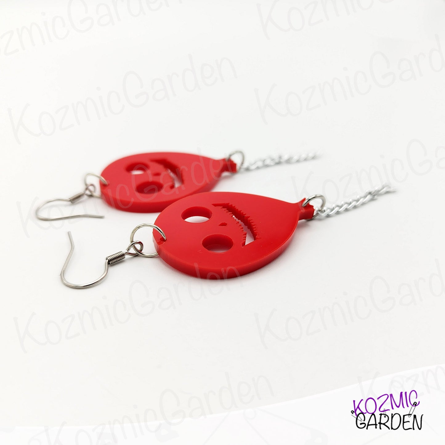 Red Evil Balloon Earrings – Spooky Cute Fun Halloween Jewelry