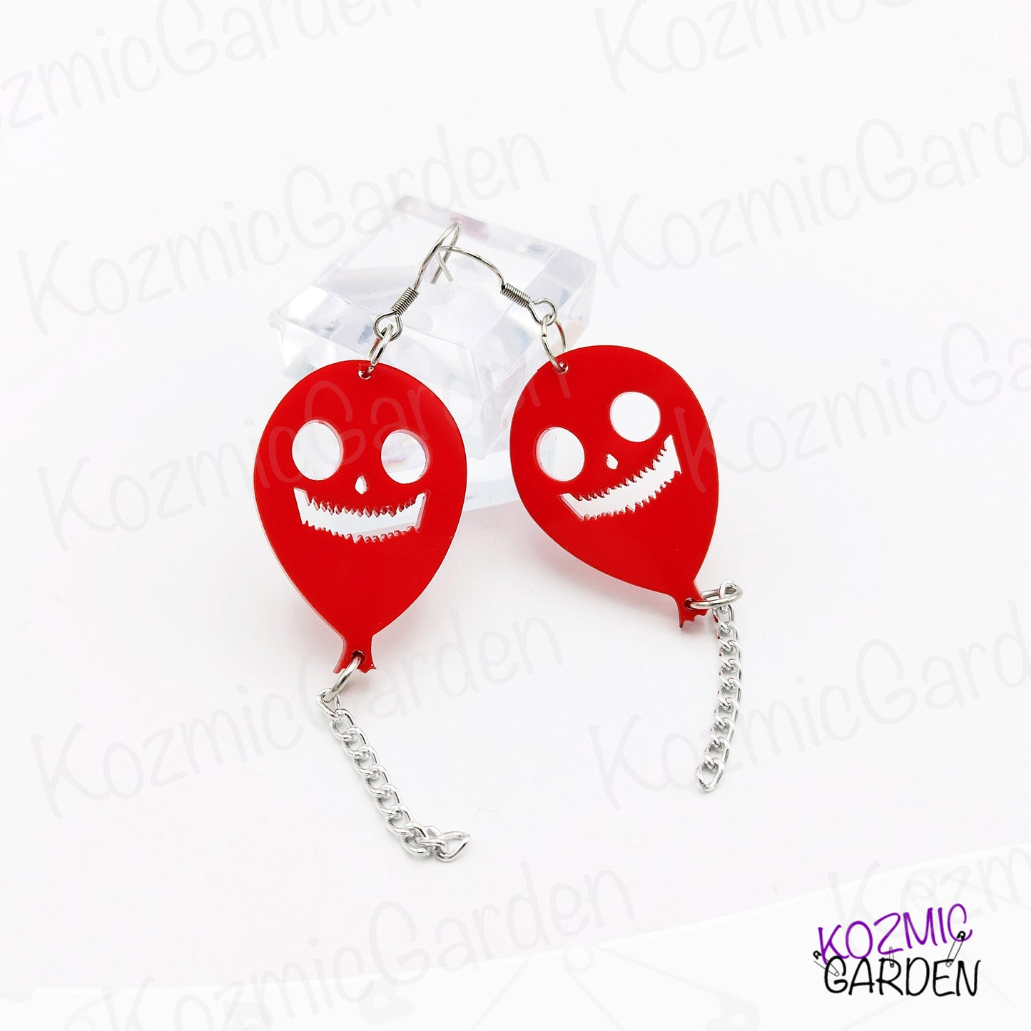 Red Evil Balloon Earrings – Spooky Cute Fun Halloween Jewelry