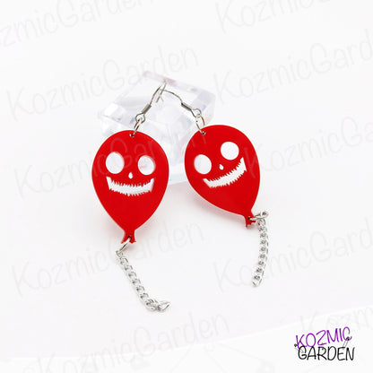 Red Evil Balloon Earrings – Spooky Cute Fun Halloween Jewelry