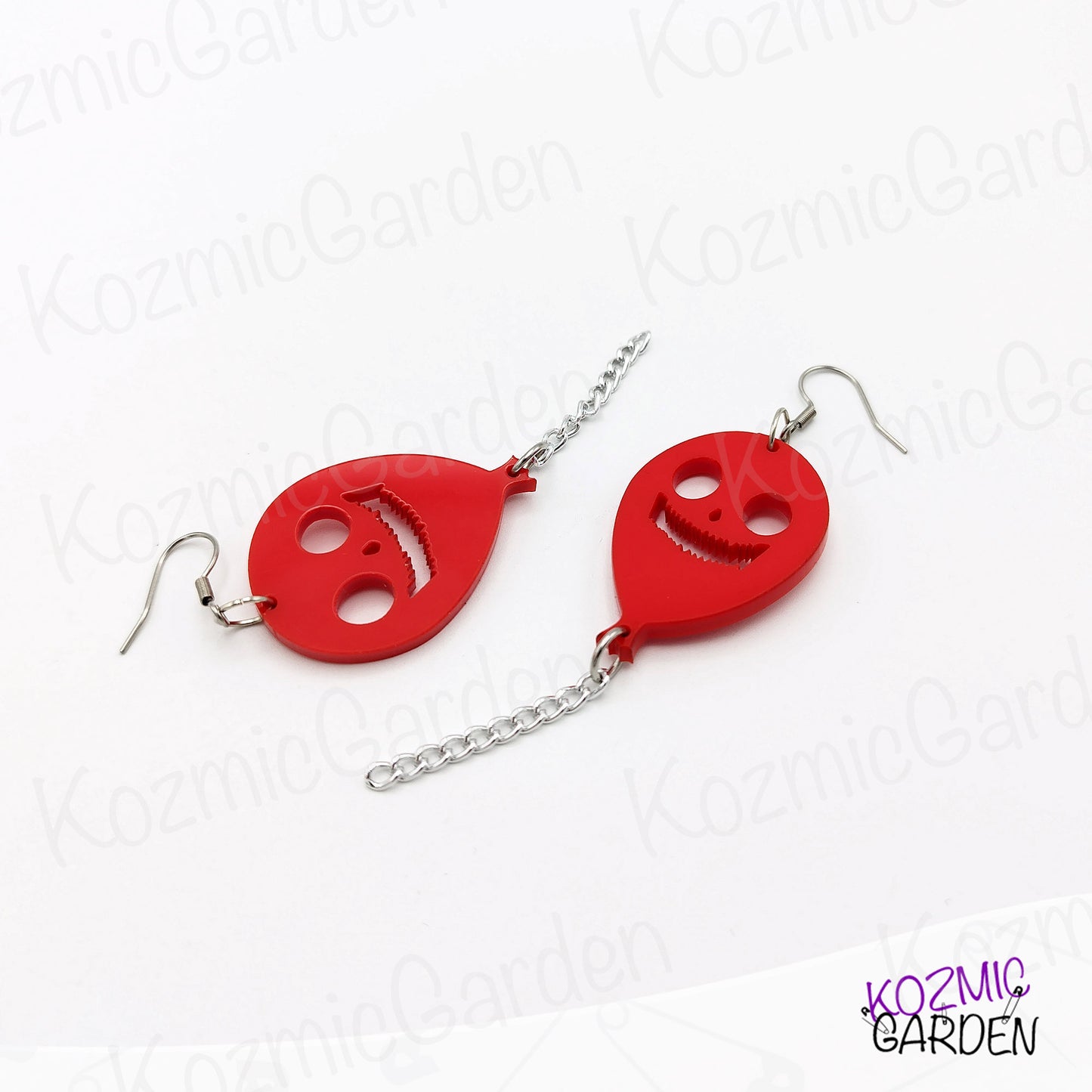 Red Evil Balloon Earrings – Spooky Cute Fun Halloween Jewelry