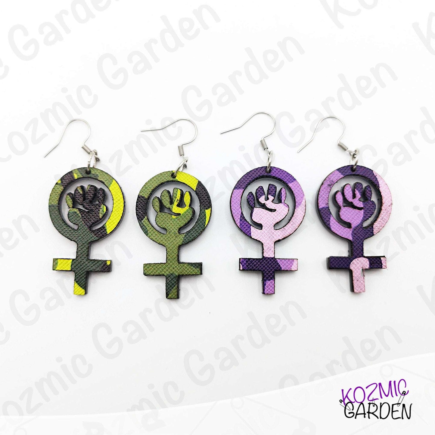 Feminist Symbol Camouflage Earrings | Be Ready to Fight!
