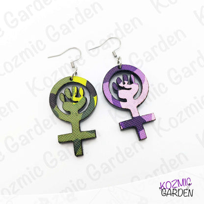 Feminist Symbol Camouflage Earrings | Be Ready to Fight!