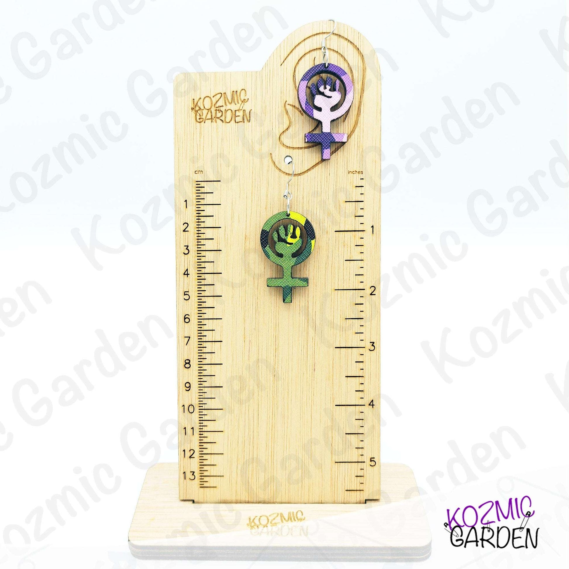 Feminist Symbol Camouflage Earrings | Be Ready to Fight!