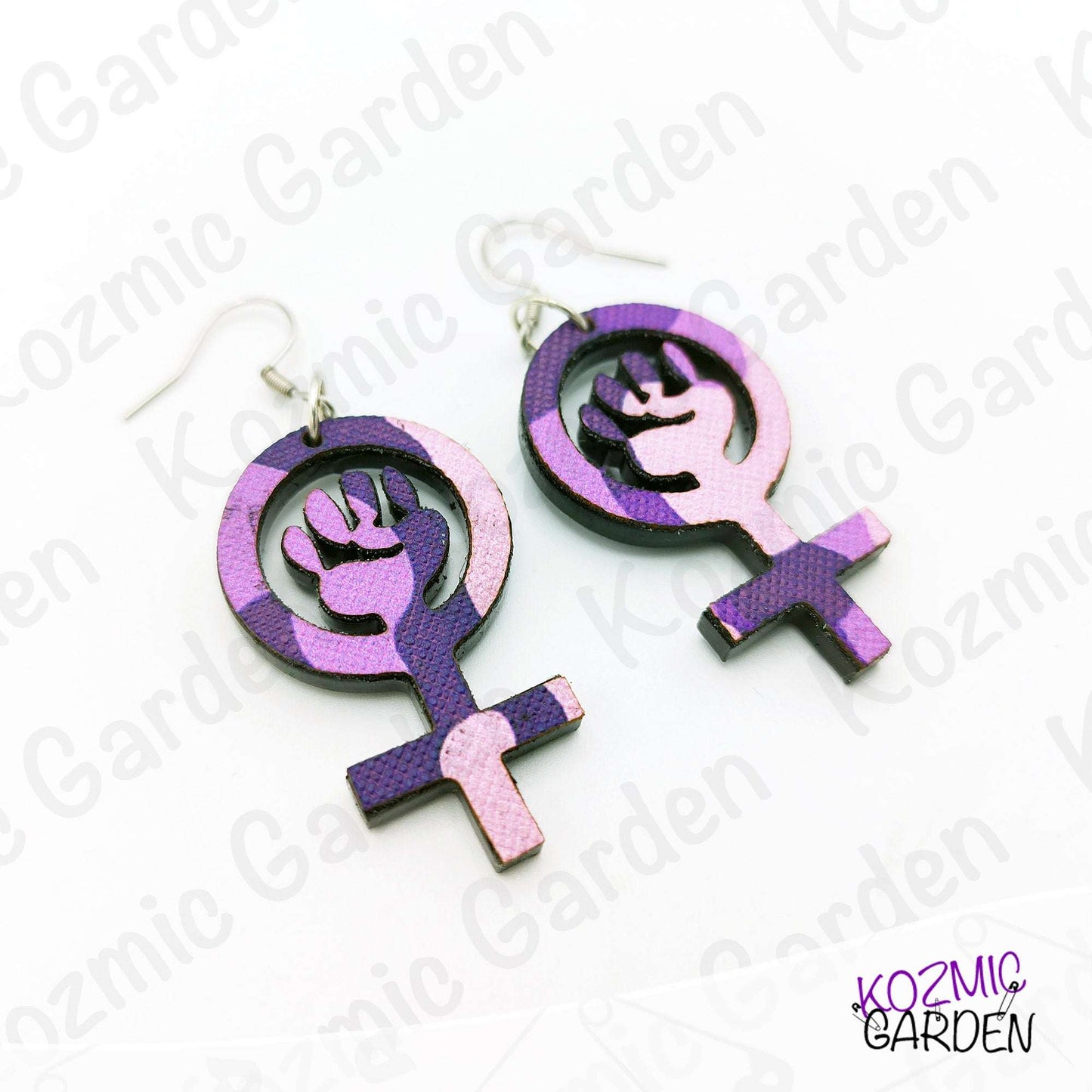 Feminist Symbol Camouflage Earrings | Be Ready to Fight!