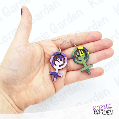 Feminist Symbol Camouflage Earrings | Be Ready to Fight!
