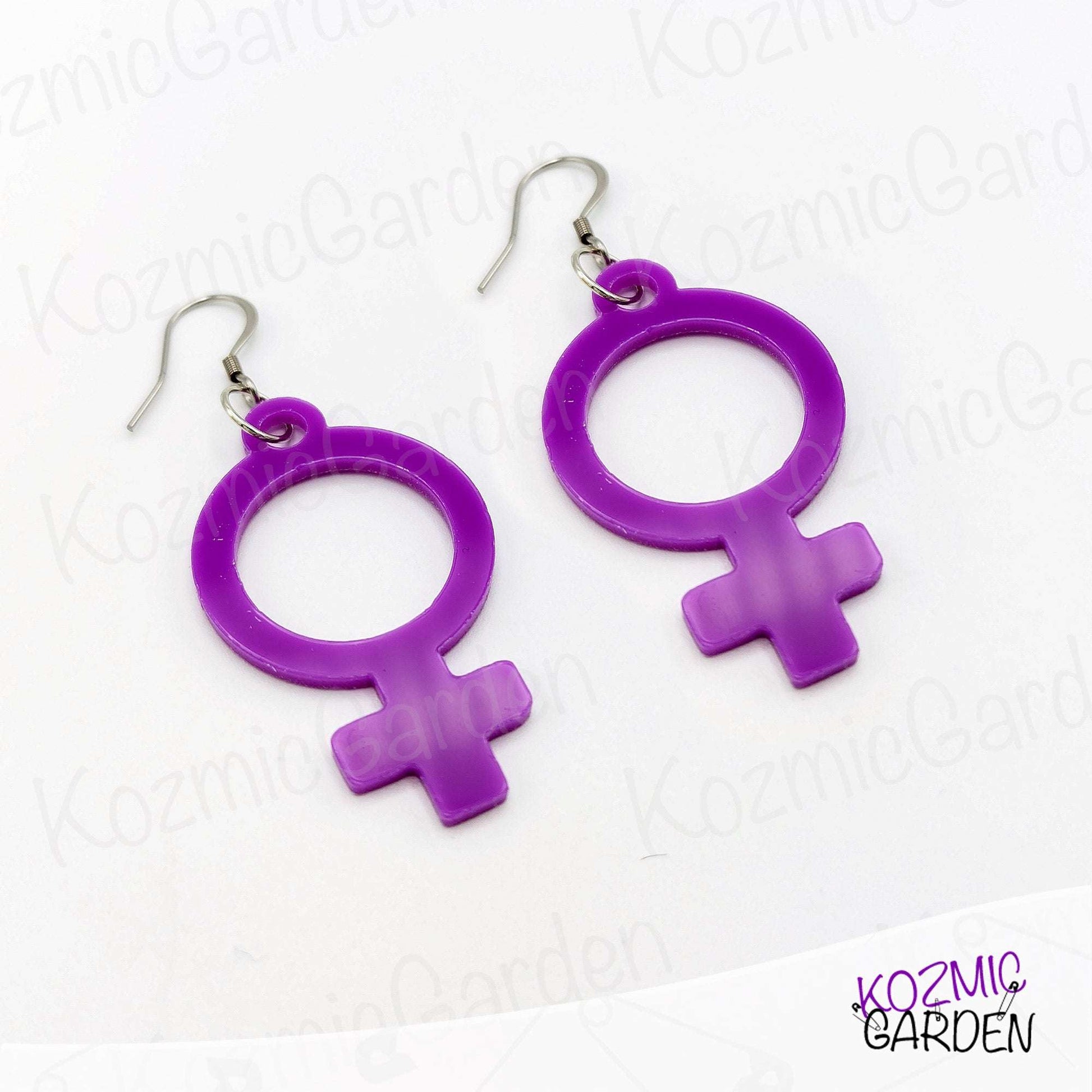 Feminist Symbol Earrings - Power in Purple: Venus Symbol Earrings