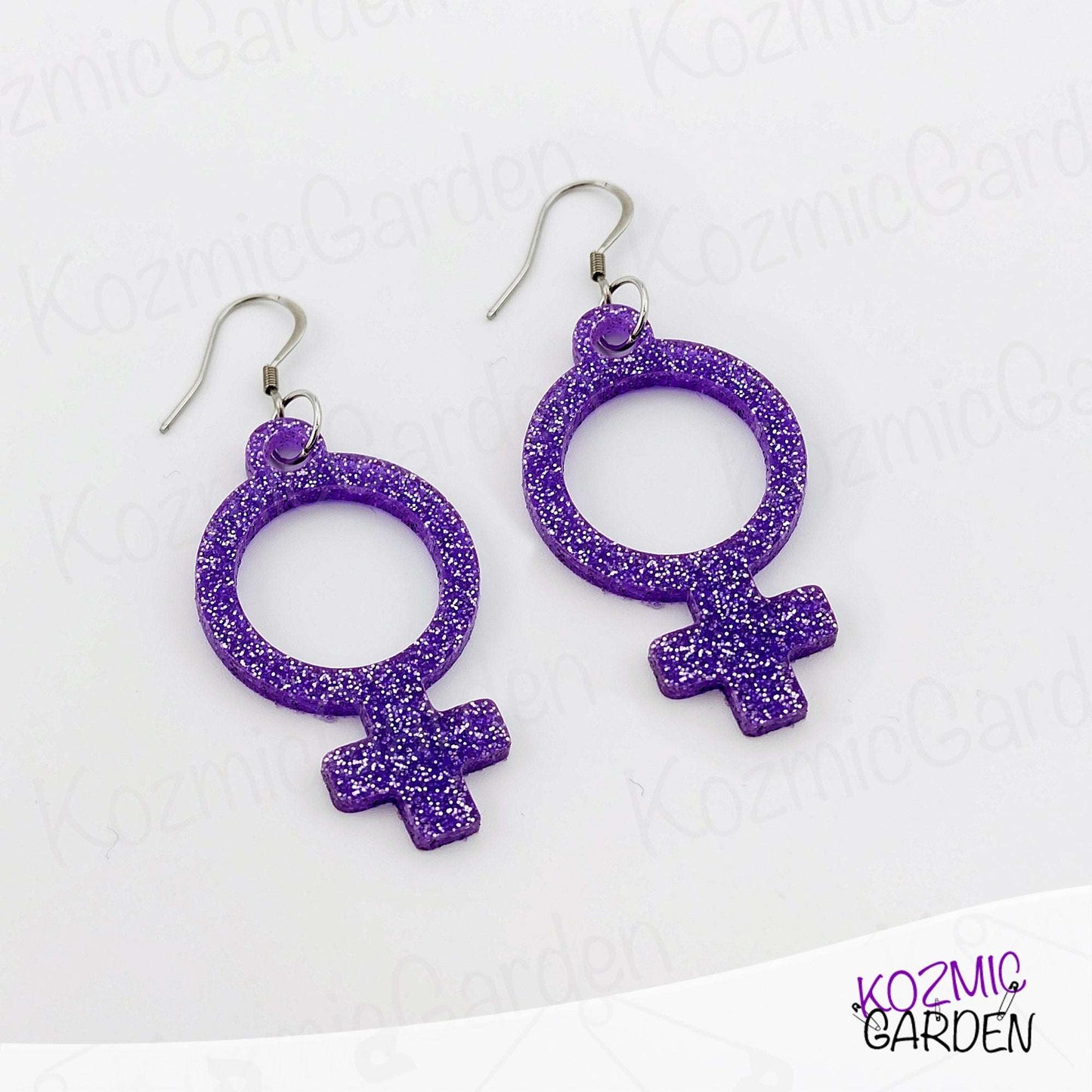 Feminist Symbol Earrings - Power in Purple: Venus Symbol Earrings