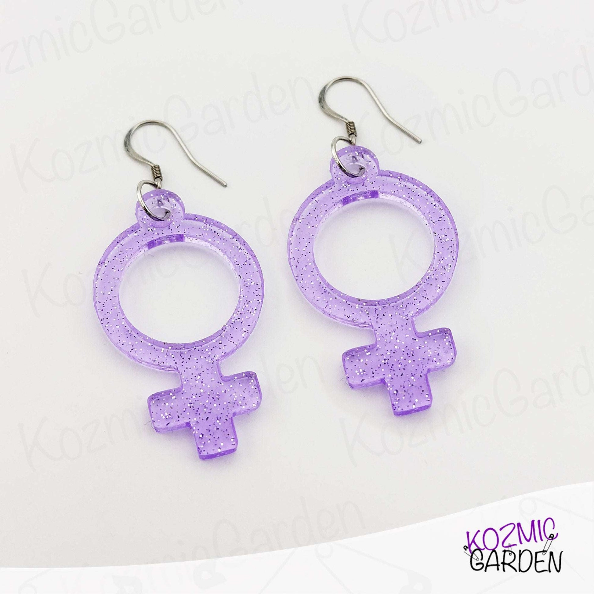 Feminist Symbol Earrings - Power in Purple: Venus Symbol Earrings