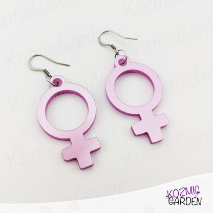 Feminist Symbol Earrings - Power in Purple: Venus Symbol Earrings