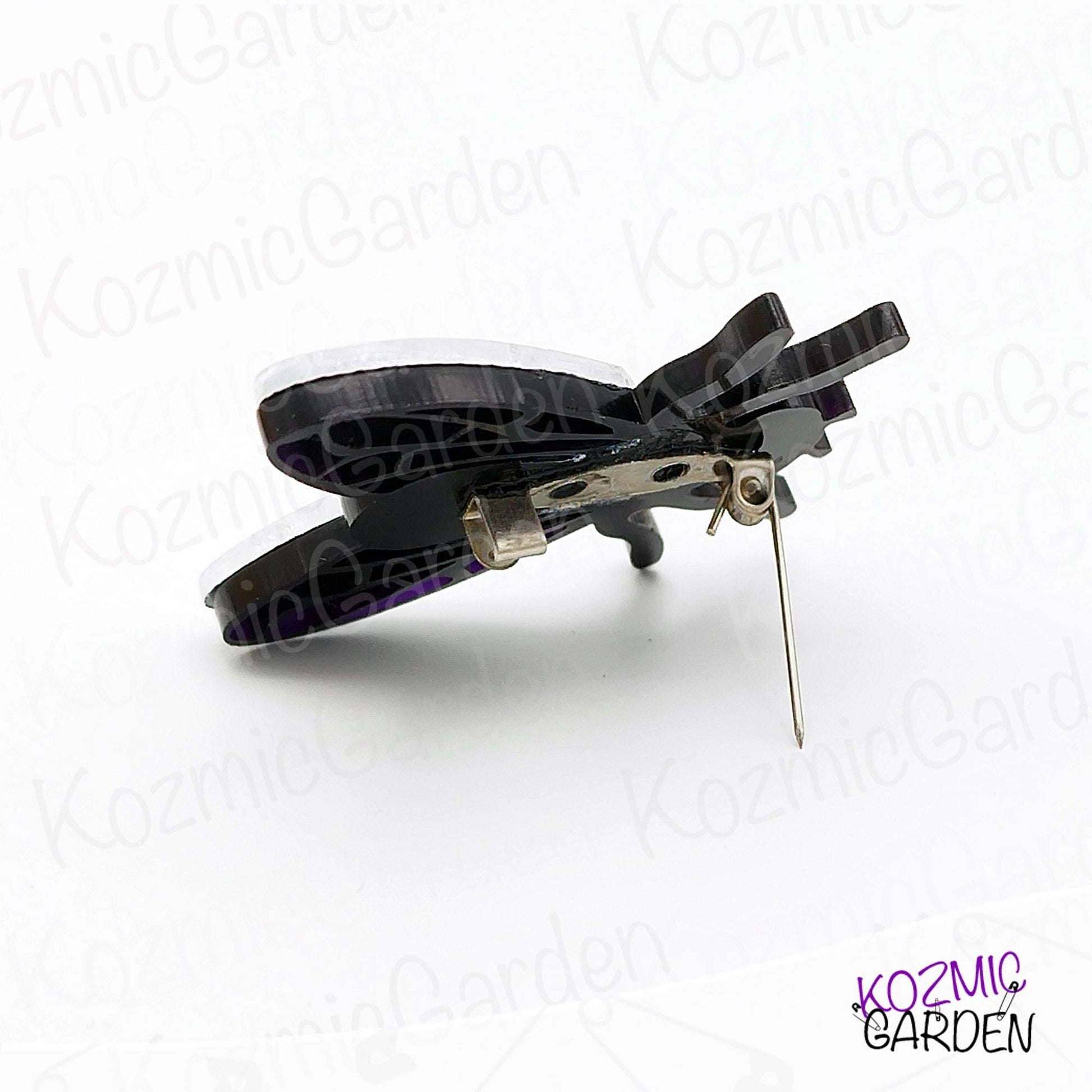 Fly Brooch – Mirrored Silver Wings & Rhinestone Eyes – Insect Pin with Quirky Charm