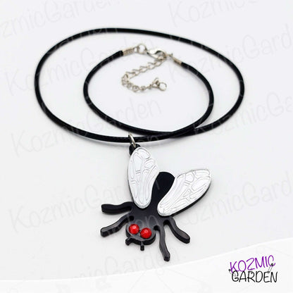 Fun Fly Earrings and Necklace with Mirrored Wings & Red Eyes | Fashion That Flies