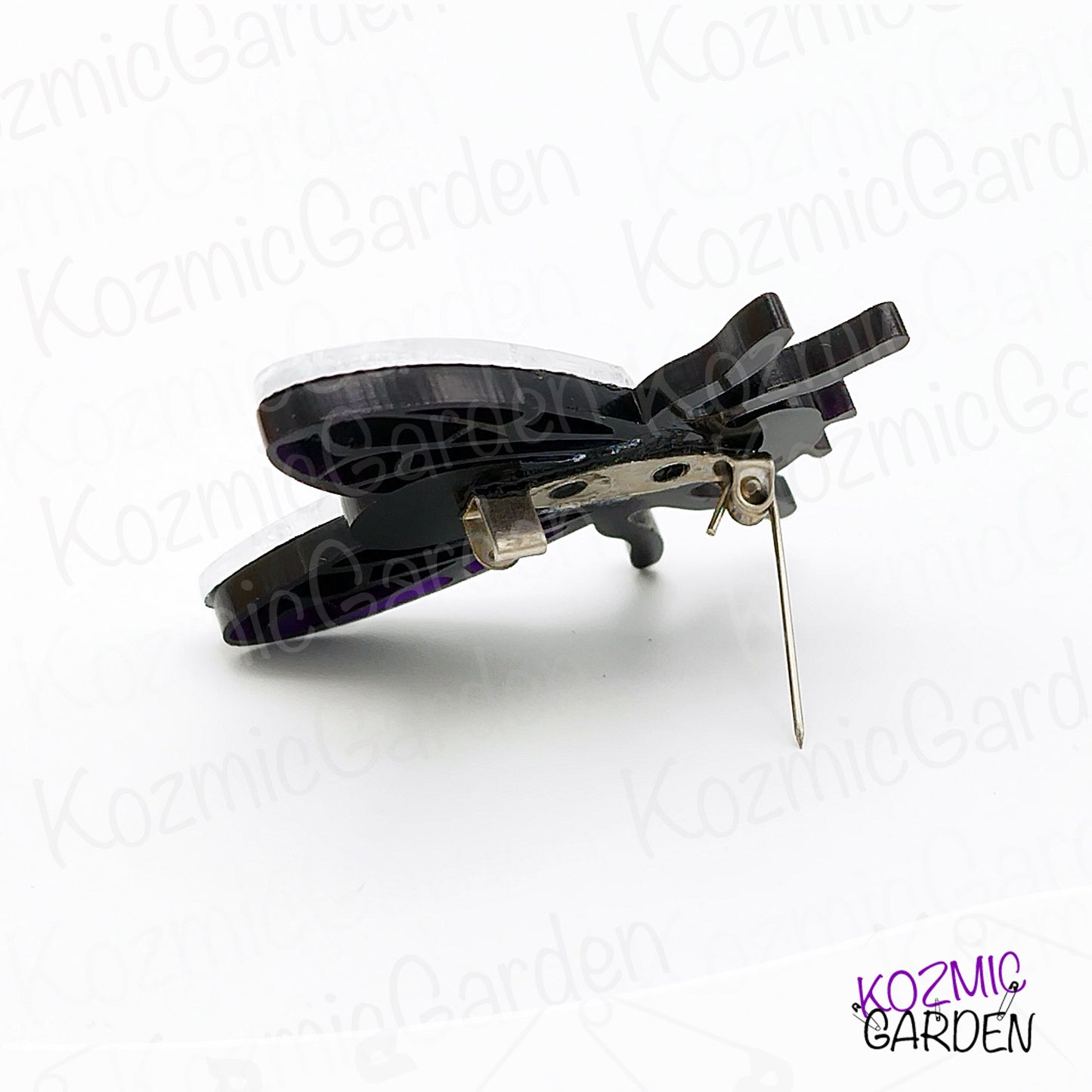 Fly Brooch – Mirrored Silver Wings & Rhinestone Eyes – Insect Pin with Quirky Charm