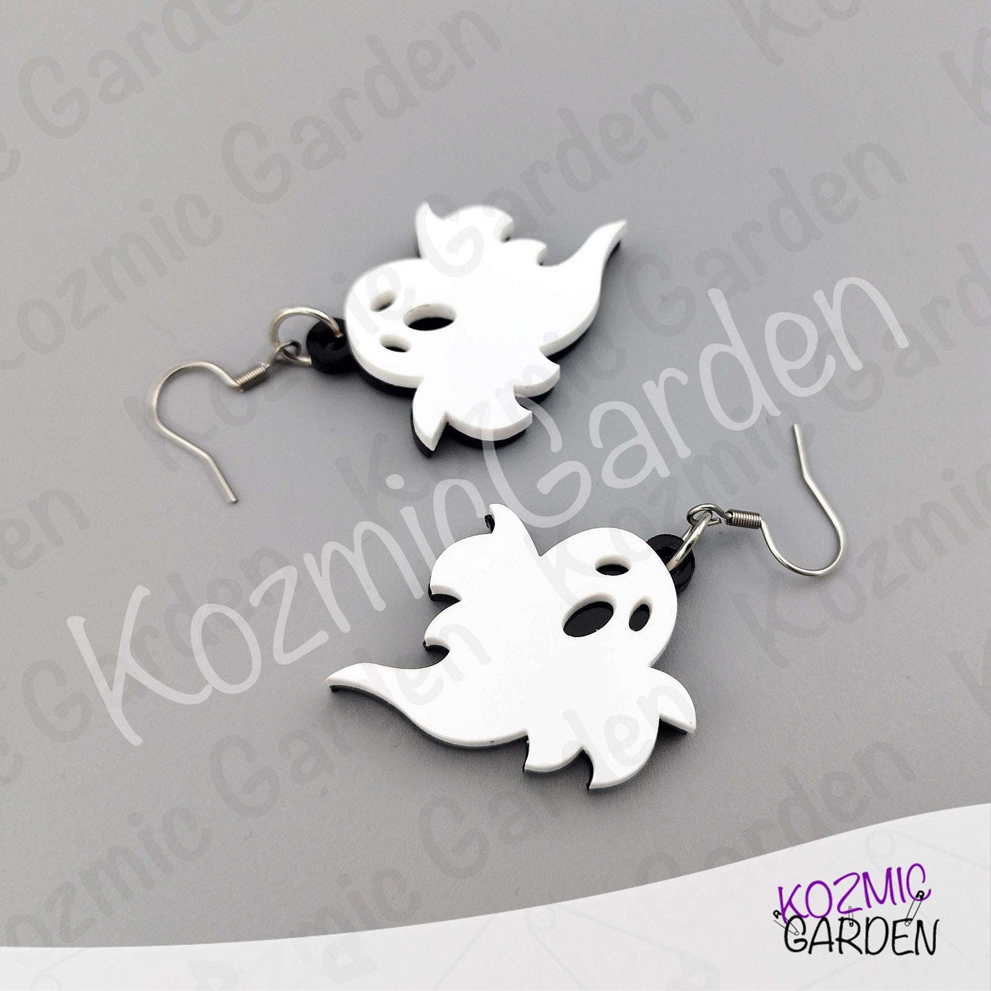 Ghost Earrings — Spooky Cute White Black Acrylic Halloween Earrings Funny Gift