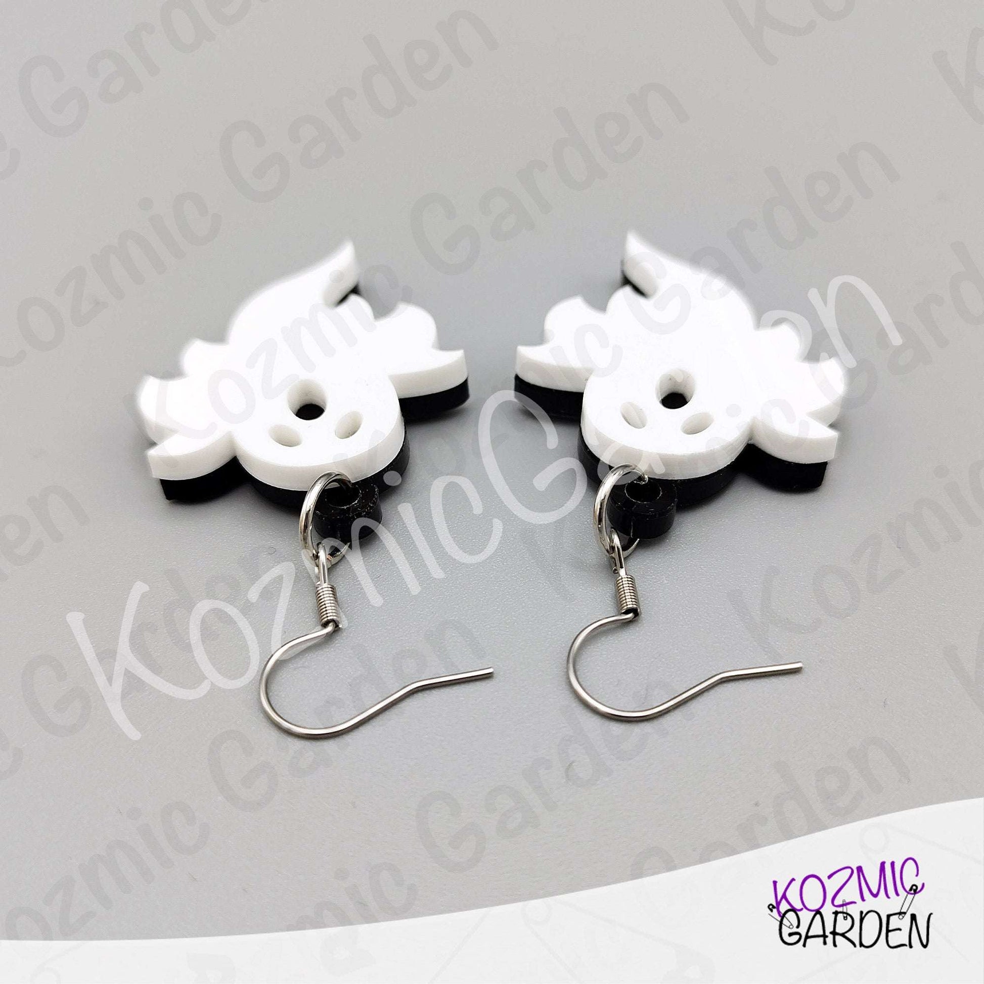 Ghost Earrings — Spooky Cute White Black Acrylic Halloween Earrings Funny Gift