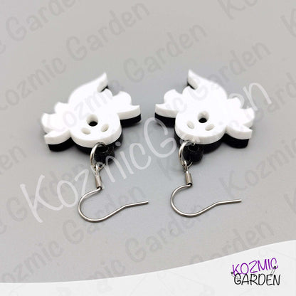 Ghost Earrings — Spooky Cute White Black Acrylic Halloween Earrings Funny Gift