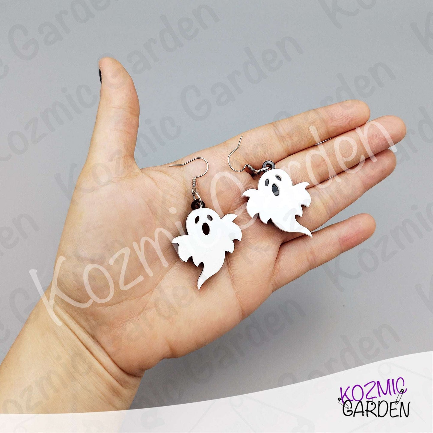 Ghost Earrings — Spooky Cute White Black Acrylic Halloween Earrings Funny Gift