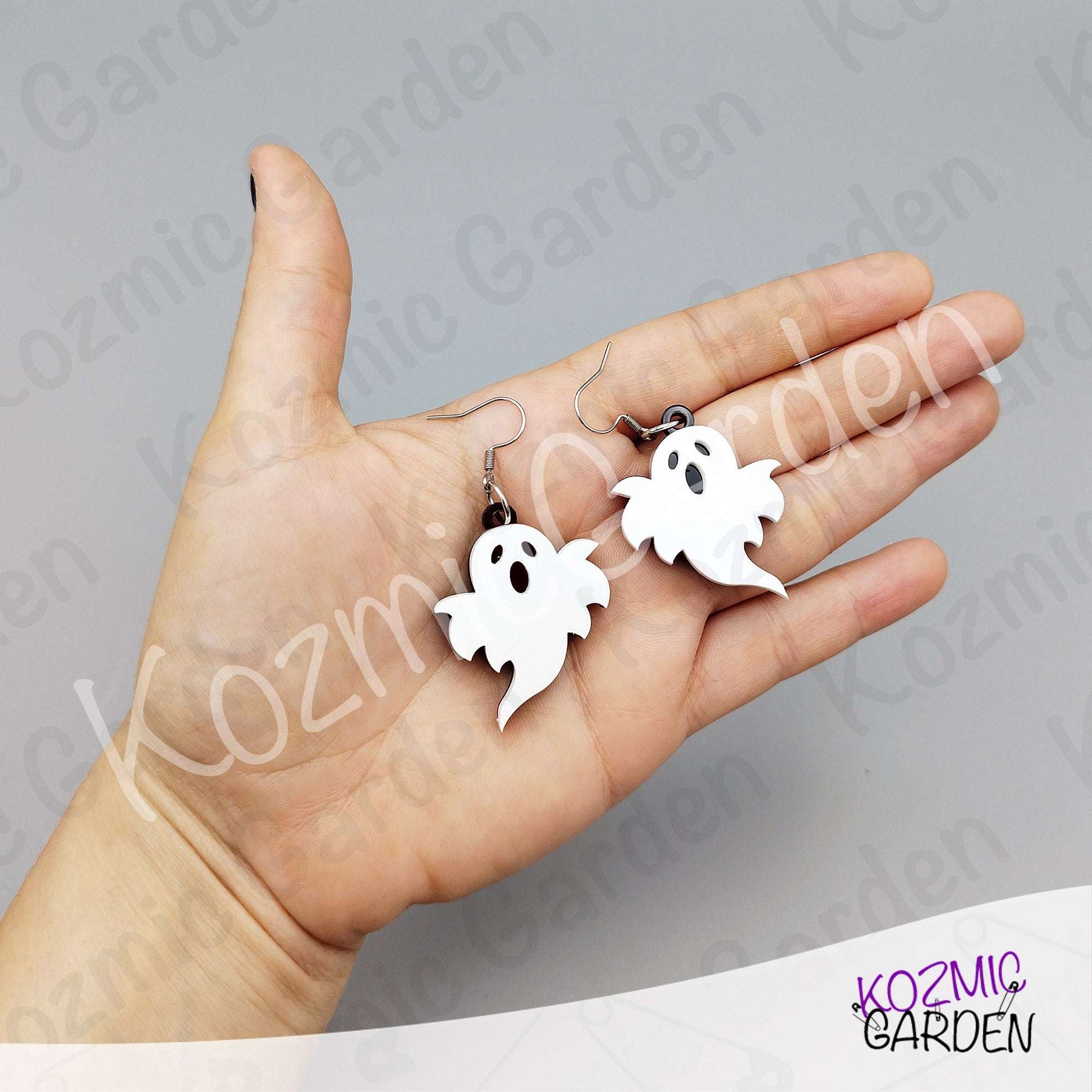 Ghost Earrings — Spooky Cute White Black Acrylic Halloween Earrings Funny Gift