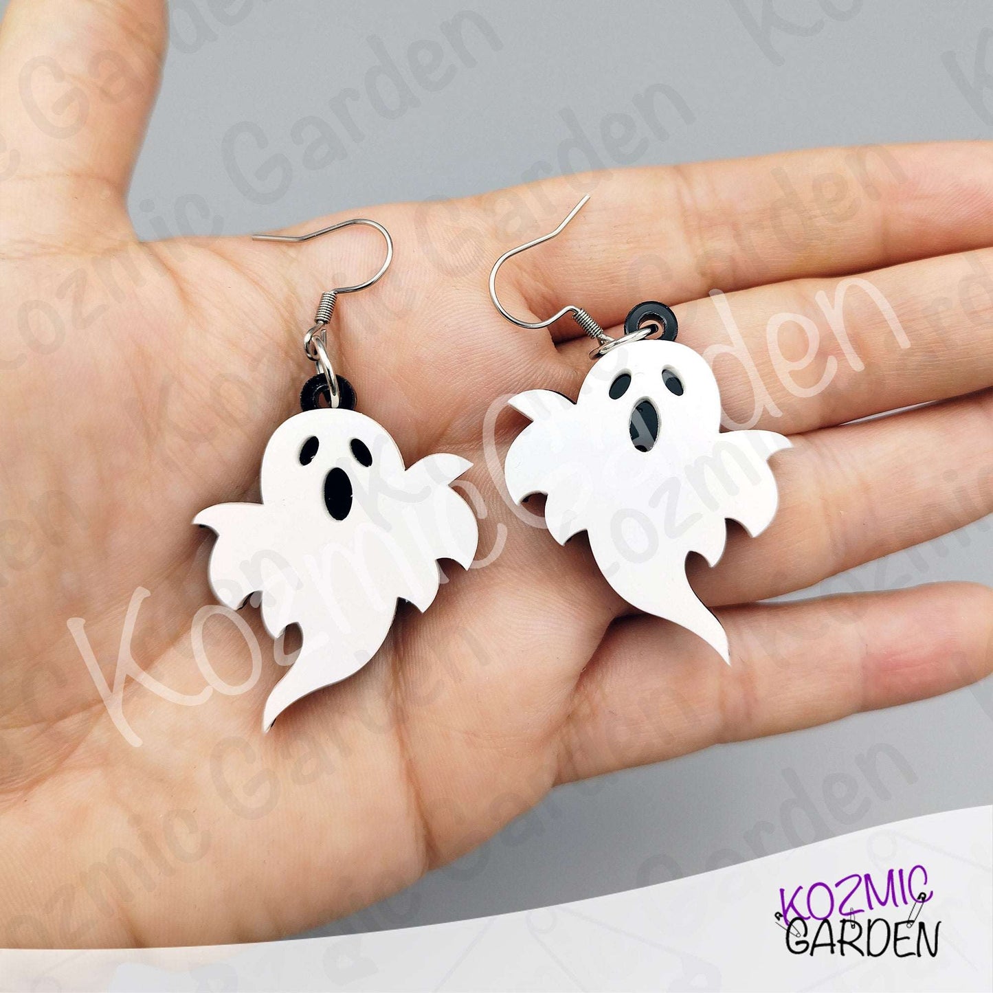 Ghost Earrings — Spooky Cute White Black Acrylic Halloween Earrings Funny Gift