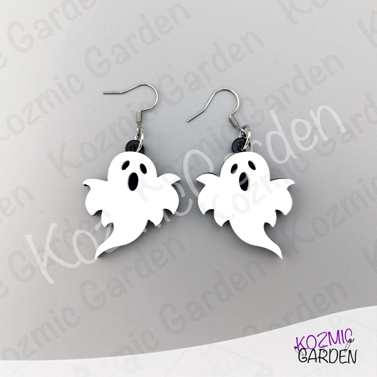 Ghost Earrings — Spooky Cute White Black Acrylic Halloween Earrings Funny Gift
