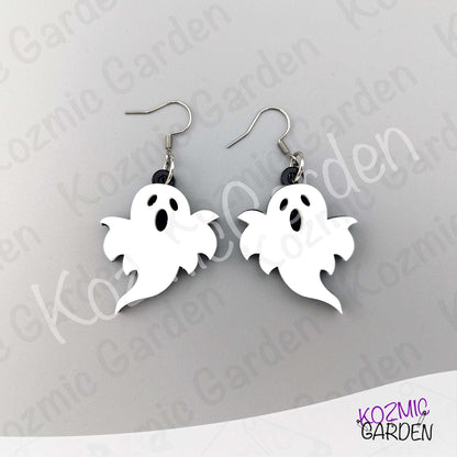 Ghost Earrings — Spooky Cute White Black Acrylic Halloween Earrings Funny Gift