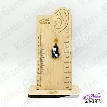 Ghost Mirror Earrings | Glitter Gold Frame, Engraved Ghosts, Spooky Halloween Jewelry