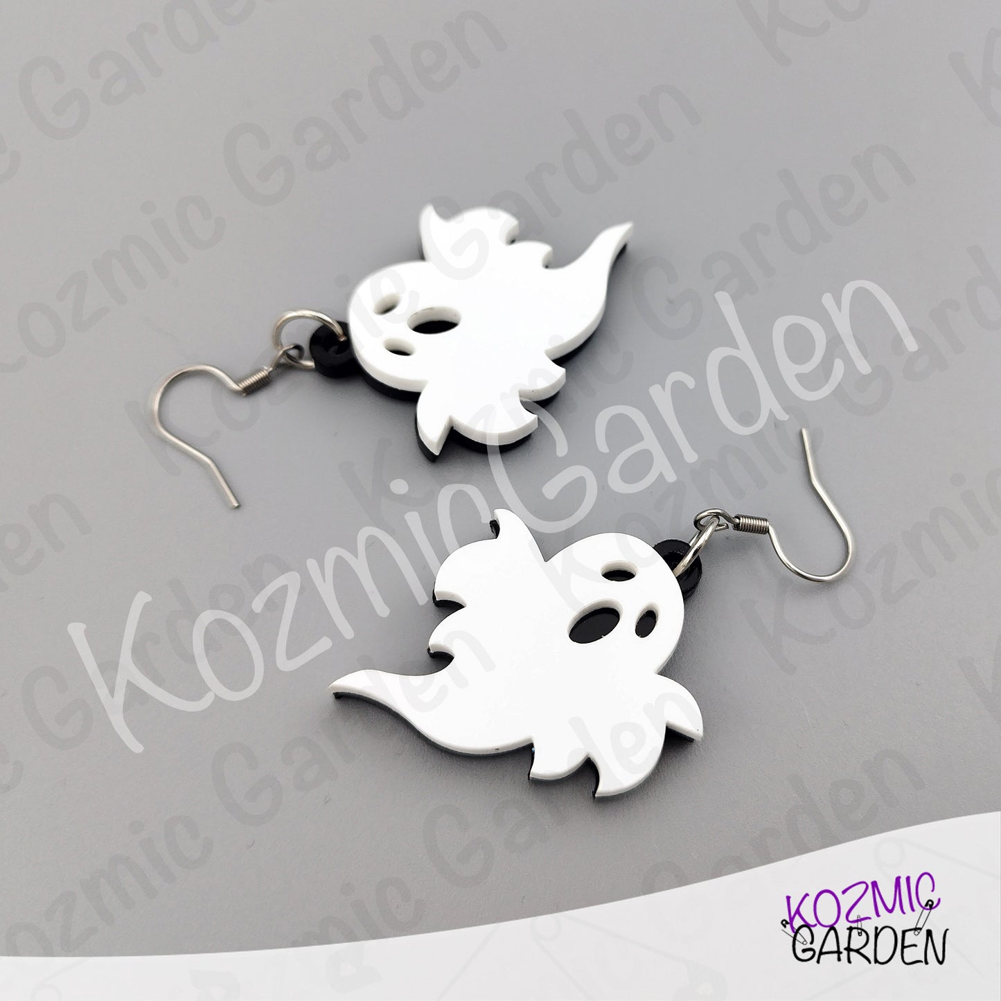 Ghost Earrings — Spooky Cute White Black Acrylic Halloween Earrings Funny Gift